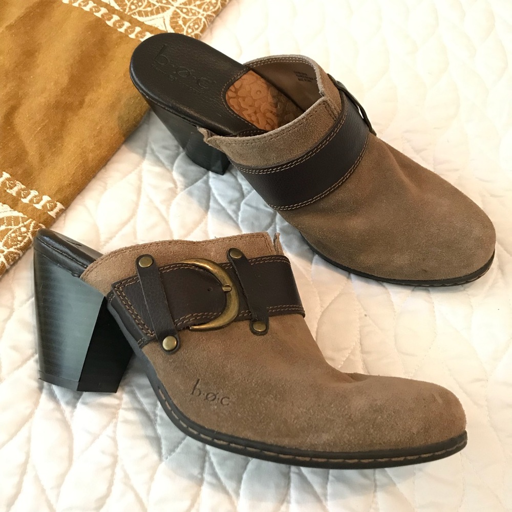 b.o.c. Born Concept Tan Suede Leather Slip on Mule